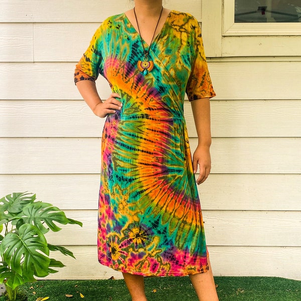 Hand Dyed Hippie Dress, Summer Stretchy Dress, Bohemian Hippie Dress