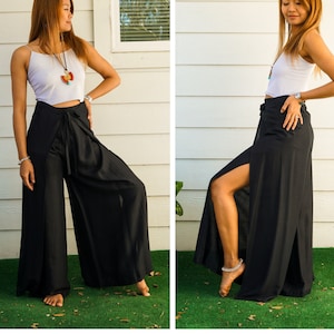 Palazzo Wrap Pants, Boho Pants, Beach Pants, Harem Flow Pants,  Open Flow Genie Pants, Bohemian Flow Pants, Belly Dance Pants