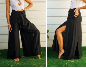 Palazzo Wrap Pants, Boho Pants, Beach Pants, Harem Flow Pants,  Open Flow Genie Pants, Bohemian Flow Pants, Belly Dance Pants