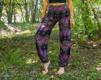 Pantalon Boho Paisley violet, pantalon de salon, pantalon hippie, pantalon de yoga, pantalon sarouel, pantalon hippie, pantalon festival