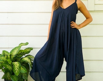 Boho Yoga Jumpsuit Rompers Pants with Pockets, Swimsuit Cover Up, Wide Leg Jumpsuit, Summer Jumpsuit, Hippie Jumpsuit