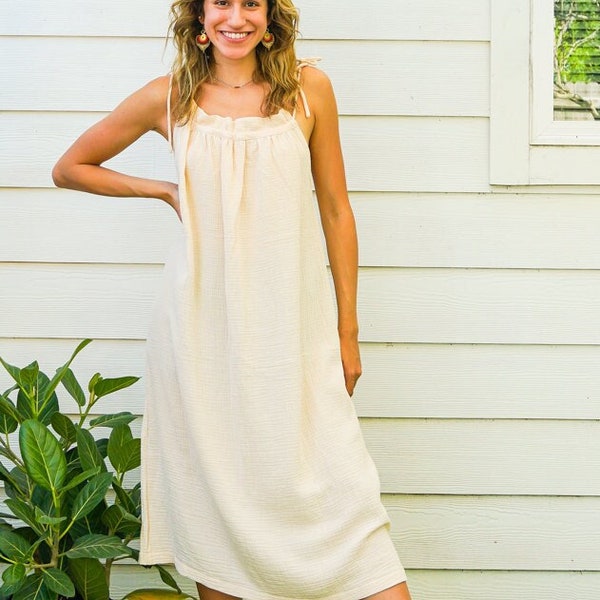 Soft Double Gauze Cotton Dress, Boho Dress, Cotton Sundress, Maternity Dress, Boho Clothing, 100% Organic Cotton