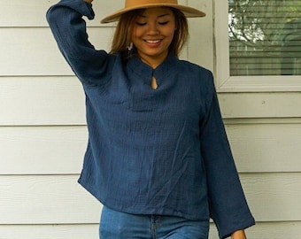 Double Gauze Cotton Blouse, Cotton Clothing