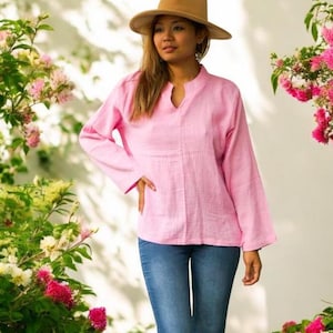 Double Gauze Cotton Blouse, Cotton Tops, Boho Shirt, Boho Clothing