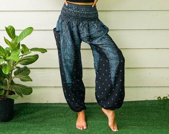 Black Peacock Boho Pants, Harem Pants, Lounge Pants, Hippie Pants, Yoga Pants, Comfy Pants, Loungewear