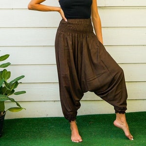 Solid Brown Hippie Pants, Harem Pants, Aladdin Pants, Boho Pants, Festival Pants, Festival Clothing