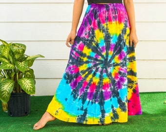 Hand Dyed Tiered Maxi Hippie Skirt, Boho Skirt, Tie Dye Clothing, Hippie Clothing, Hand Dye Skirt, Beach Skirt, Summer Clothing