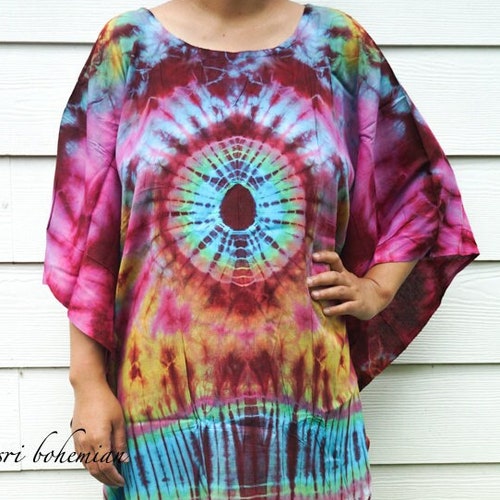 Hand Dyed Kaftan Poncho Dress Loose Fit Tie Dye Dress - Etsy