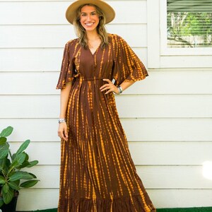 Golden Earth | Breeze Boho Maxi Dress / Hand Dyed Dress / Tie Dye SunDress / Boho Clothing / Summer Tie Dye Dress / Tie Dye Clothing