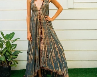 Boho Maxi Dress, Tie Dye Dress, Beach SunDress, Summer Dress, Tie Dye Clothing, Vacation Dress