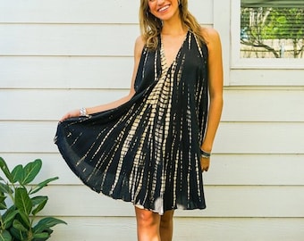 Starlit | Boho Maxi Dress, Hand Dyed Dress, Festival Mini Dress, Hippie Short Dress, Summer Vacation Dress, Beach Dress