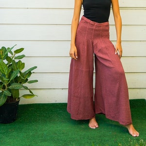 Double Gauze Wide Legs Palazzo Cotton Pants, Bell Bottoms Flair Cotton Pants, Boho Cotton Pants, Hippie Pants, Boho Clothing