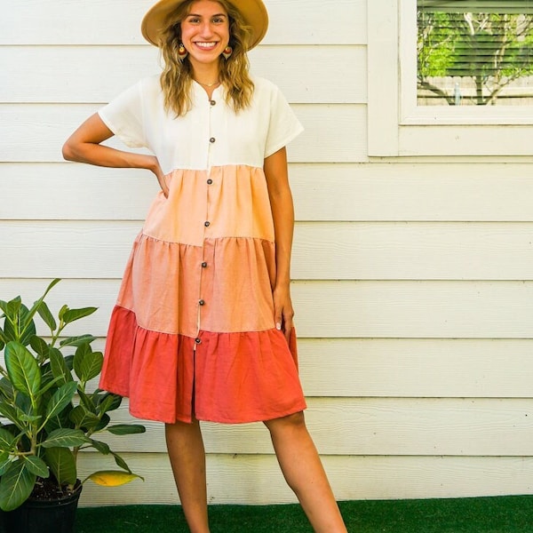 Natural Cotton Tiered Maxi Dress,  Boho Dress, Cotton Dress, Boho Clothing, Organic Cotton Tiered Dress