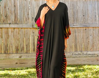 Hand Dyed Kaftan Dress, Loose Fit Tie Dye Dress, Beach Wear, Tie Dye Clothing, Oversize Kaftan Dress, Tye Dye Poncho, Loungewear