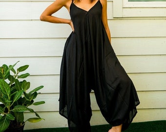 Boho Yoga Jumpsuit Rompers Pants with Pockets, Wide Leg Jumpsuit, Summer Jumpsuit, Women&#39;s Jumpsuit
