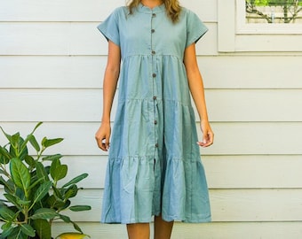 georgina rodriguez blue dress Dusty Blue Flower Girl Dress main image 1