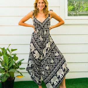 Schwarzer Elefant Jumpsuit Strampelhose Hose mit Taschen, Sommer Jumpsuit mit weitem Bein, Yoga Haremshose Jumpsuit, Loungewear