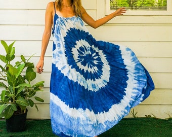 Boho Tiered Maxi Dress, Hand Dyed Dress, Beach SunDress, Summer Dress, Tie Dye Clothing, Vacation Dress