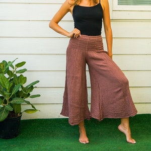 Double Gauze Wide Legs Palazzo Cotton Pants, Bell Bottoms Flair Cotton  Pants, Boho Cotton Pants, Hippie Pants, Boho Clothing 