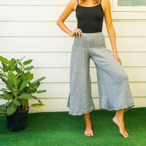 Double Gauze Wide Legs Palazzo Cotton Pants, Bell Bottoms Flair Cotton Pants, Boho Cotton Pants, Hippie Pants, Boho Clothing