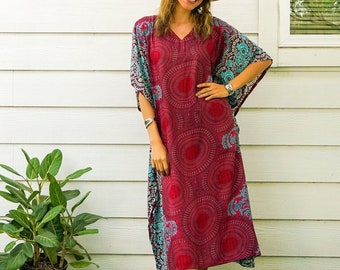 Mandala Boho Kaftan Dress, Loose Fit Bohemian Maxi Dress, Boho Clothing, Oversize Kaftan Dress, Boho Poncho, Loungewear