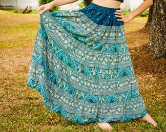 Boho Chic Patchwork Tiered Maxi Skirt, Hippie Handmade Skirt, Summer Lounge Skirt