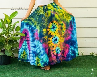 Hand Dyed Tiered Maxi Hippie Skirt / Boho Skirt / Tie Dye Clothing / Hippie Clothing / Beach Skirt