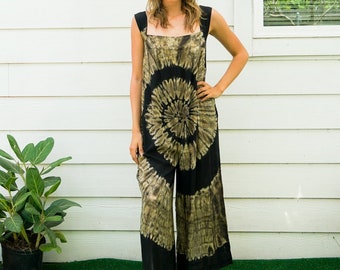 Hand Dyed Dungarees Overalls Jumpsuit, Tie Dye Romper, Tie Dye Harem Pants Rompers, Boho Clothing, Tie Dye Clothing