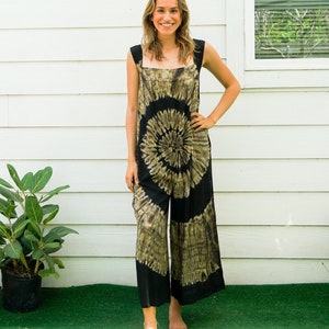 Hand Dyed Dungarees Overalls Jumpsuit, Tie Dye Romper, Tie Dye Harem Pants Rompers, Boho Clothing, Tie Dye Clothing
