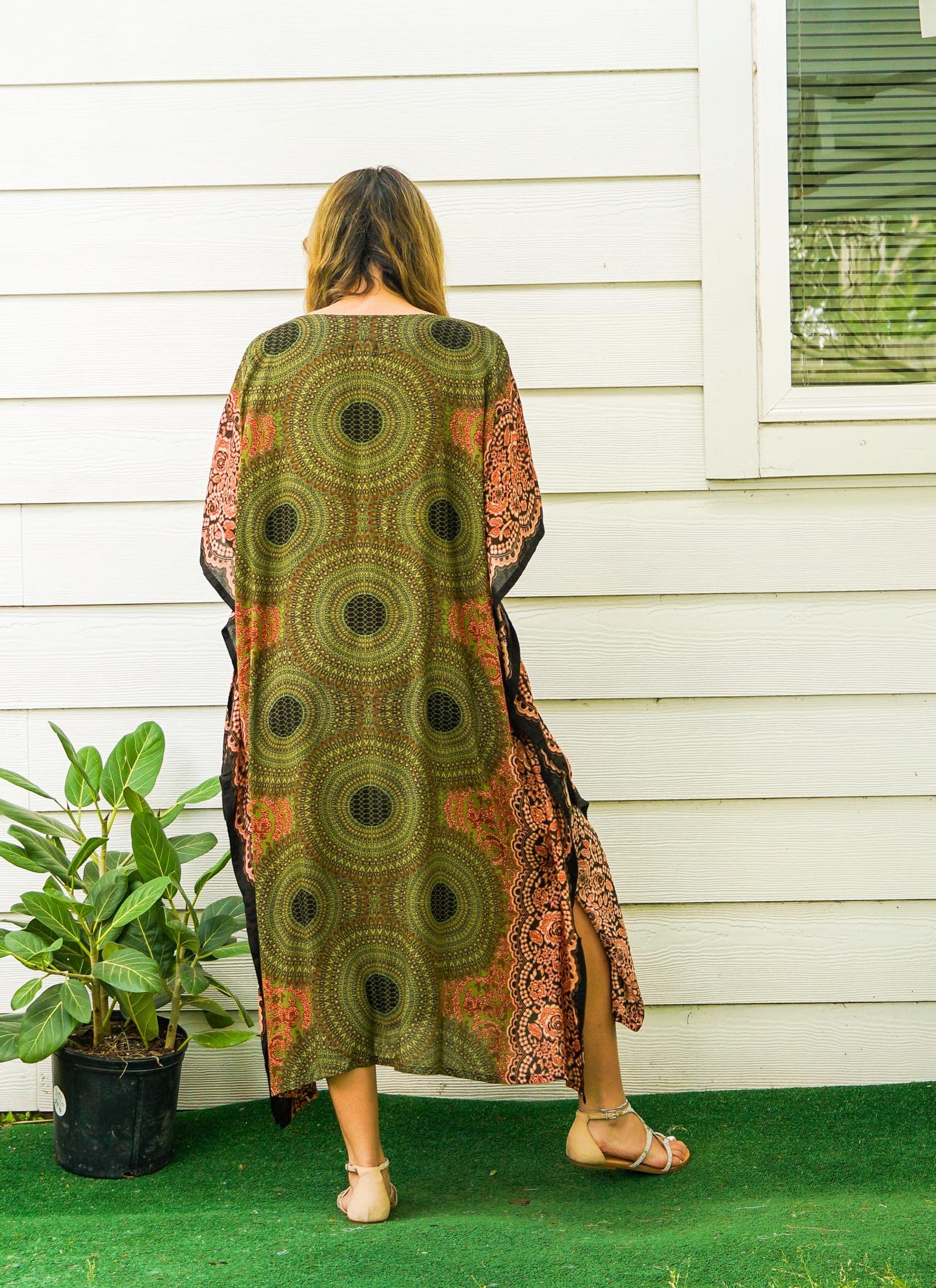 kimono kaftan dress - ocean dance & sunflower meadows