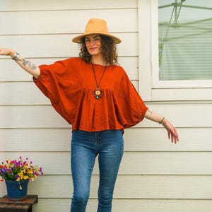 Raw Natural Cotton Gauze Tunic Blouse, Cotton Summer Tops, Boho Minimalist Shirt, Boho Clothing