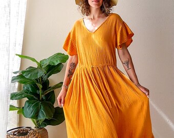 Boho Organic Cotton Maxi Dress | Triple Gauze Sundress | Relaxed Natural Style Women