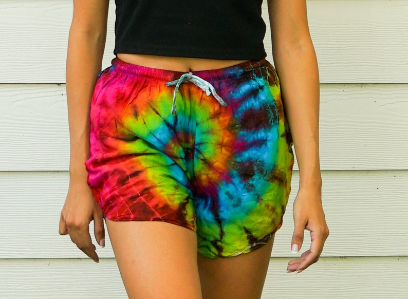 Tie Dye Shorts, Hippie Shorts, Rayon Shorts, Comfy Shorts, Festival Shorts, Festival Clothing, Summer Clothing image 1