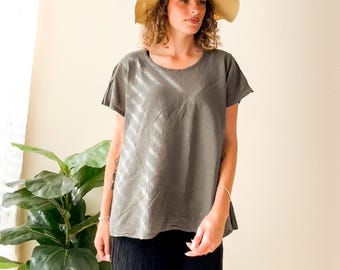 Clay Taupe Relaxed Cotton Gauze Blouse | Minimalist Everyday Top
