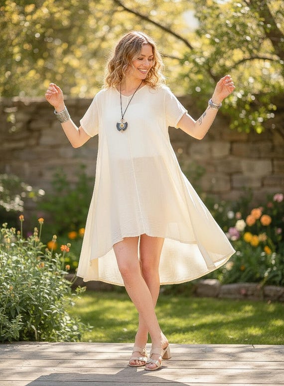 Cotton Gauze Asymmetrical Dress, Boho High Low Dress, Flowy Oversized  Cotton Dress, Bohemian Summer Dress, Natural Cream Dress S-XL - Etsy Canada