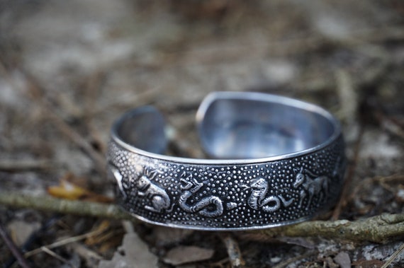 Handcrafted Zodiac Cuff Bracelet Bangle Boho Bracelet Hippie Cuff