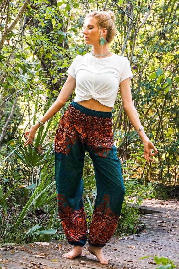 Teal Mandala Harem Pants Lounge Pants Boho Pants Hippie | Etsy