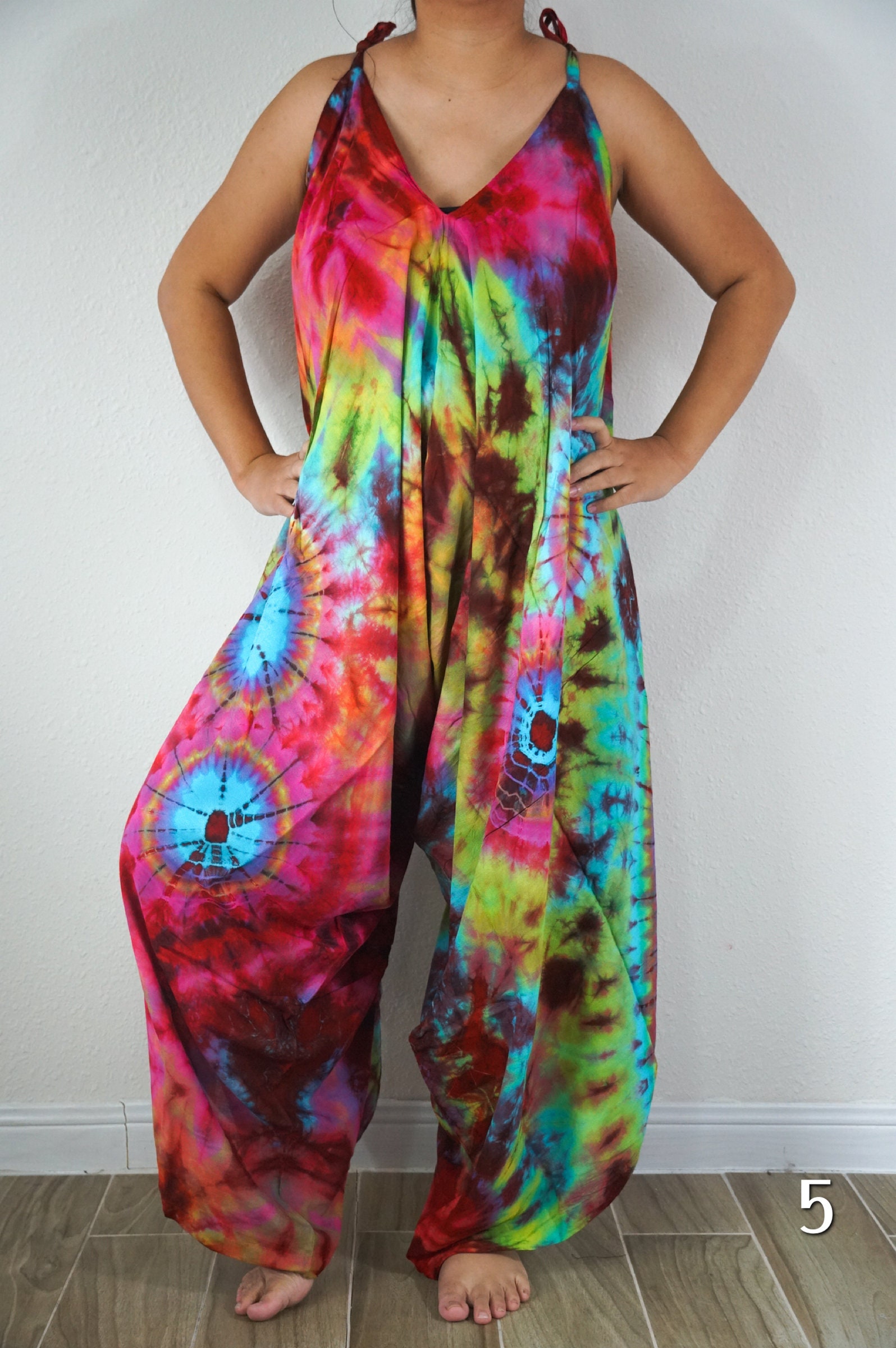 Tie Dye Hippie Jumpsuits Rompers Pants Hippie Overalls Wide Etsy