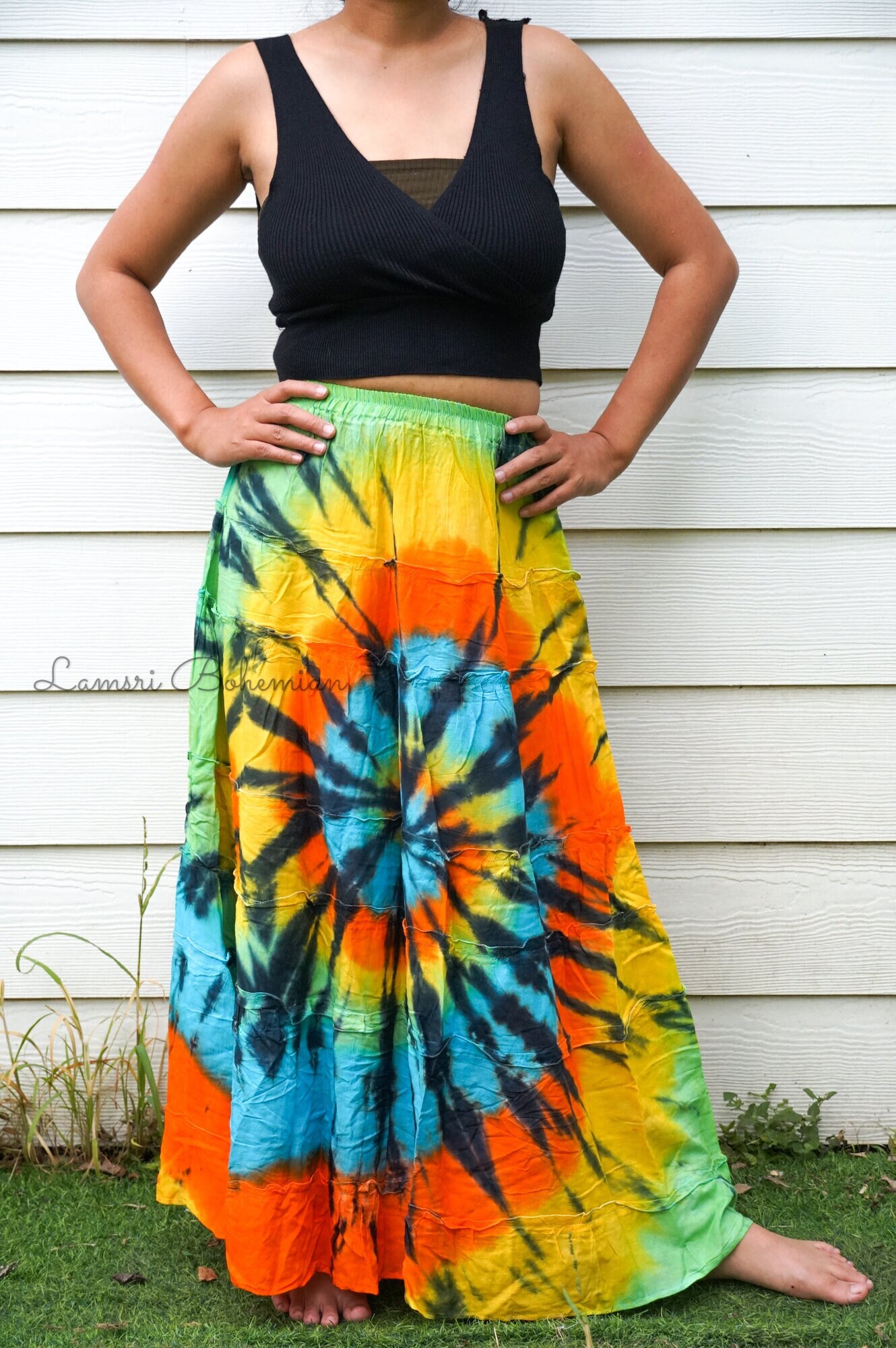 Hand Dyed Tiered Maxi Hippie Skirt Boho Skirt Tie Dye Etsy