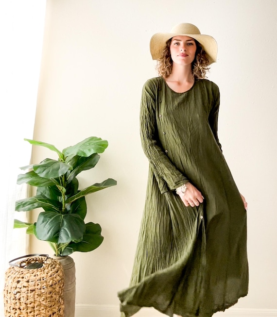 Organic Cotton Maxi Dress | Minimal Boho Dress | Gauze Cotton Clothing