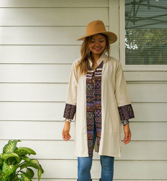 Natural Cotton Cardigan With Pockets Boho Cotton Jacket Boho - Etsy