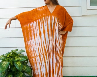 Hand Dyed Kaftan Poncho Dress, Loose Fit Tie Dye Dress, Beachwear, Loungewear, Tie Dye Clothing, Swimsuit Cover Up, Tye Dye Caftan