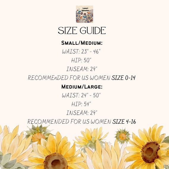 Size Guide – Harem Pants