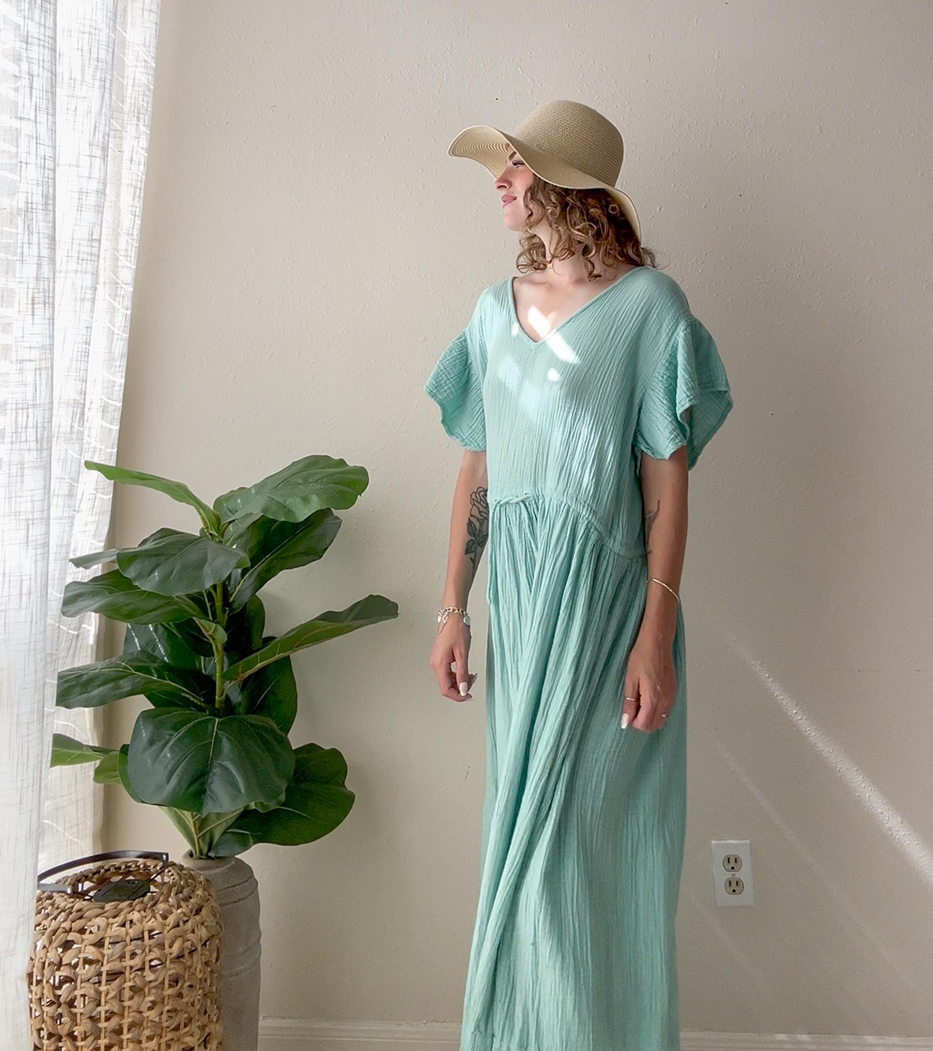 green sun dress women JIUE Summer Dress,Women'S Green Plain V-Neck Waist Knot Slit Summer Short Sleeve Mid Length Elegant Lightweight Dresses Slim Fit Sexy Swing Casual Beach Fashion Dress : Amazon.co.uk: Fashion