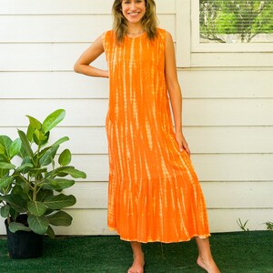 Tangerine Dream | Hand Dyed Tiered Dress / Boho Maxi Dress / Tie Dye SunDress / Boho Clothing / Summer Tie Dye Dress / Tie Dye Clothing
