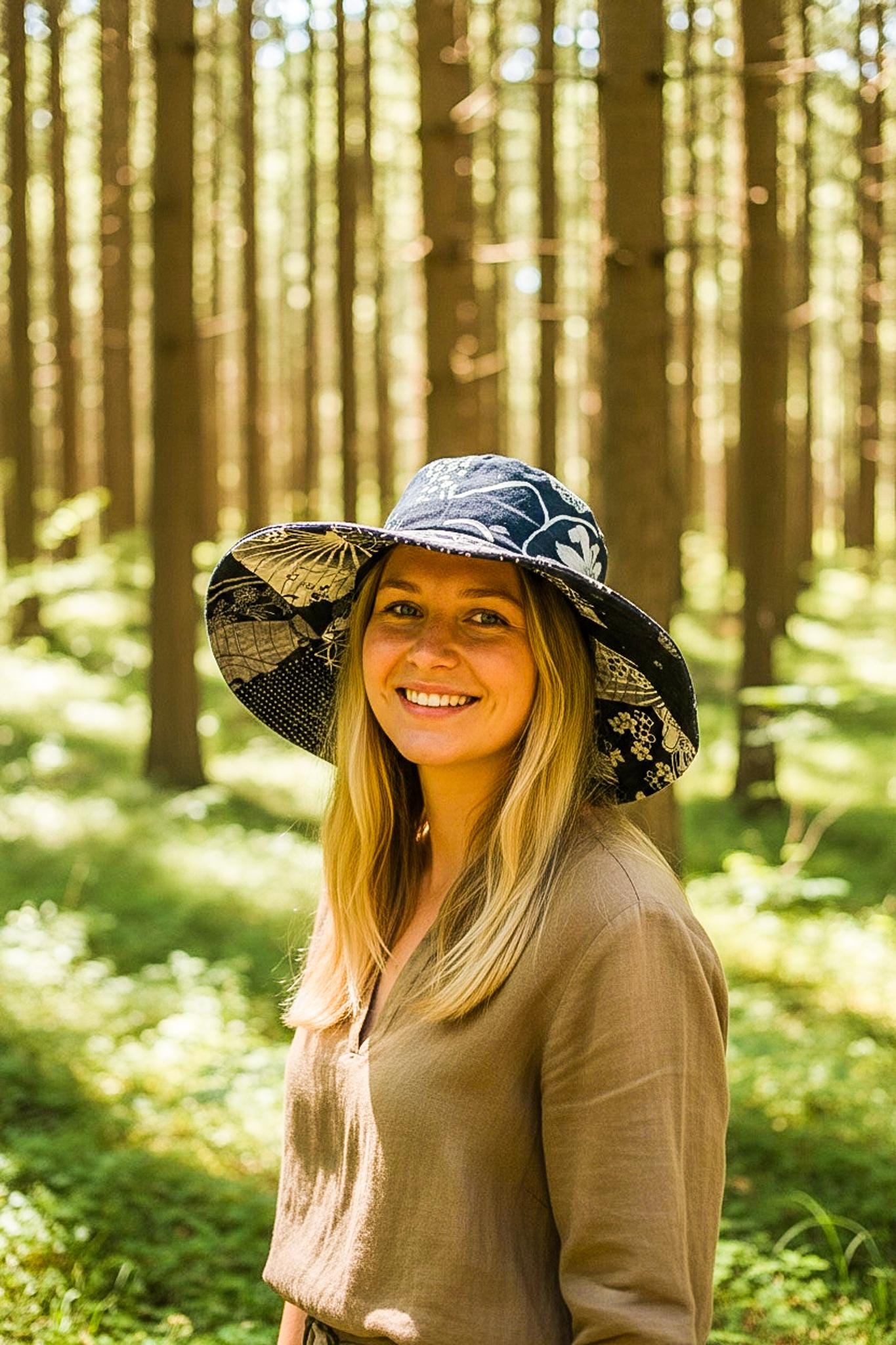 Patchwork Wide Brim Fabric/Raffia Hat - One Size - Hippie Boho Festival Artsy Wholesale Hemp Hippie Patchwork Handmade Bohemian Hat for  main image 3