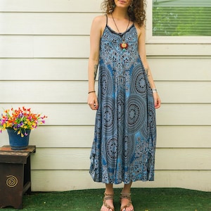 Mandala Sky Maxi Dress, Beach SunDress, Summer Dress, Boho Clothing, Vacation Dress