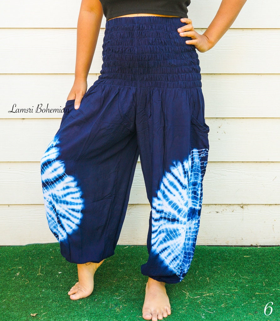 Shibori Indigo Tie Dye Harem Pants, Lounge Pants, Tie Dye