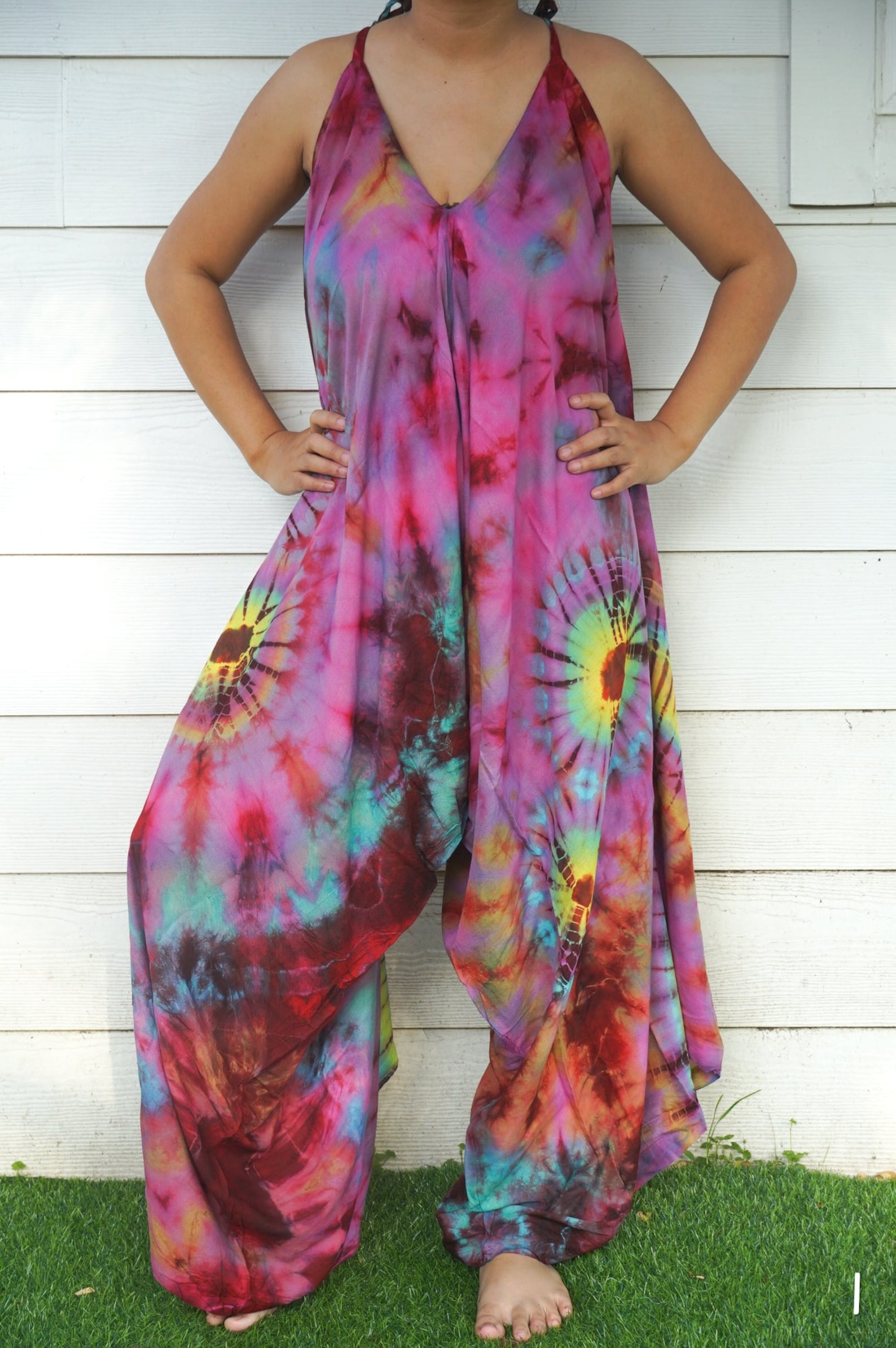 Tie Dye Hippie Jumpsuits Rompers Pants Hippie Overalls Wide Etsy
