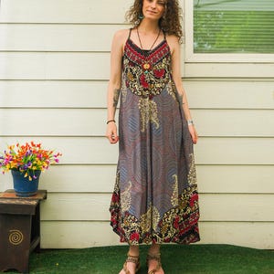 Mandala Bloom Maxi Dress, Beach SunDress, Summer Dress, Boho Clothing, Vacation Dress